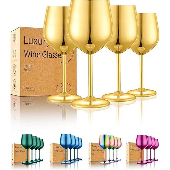 Stainless Steel Wine Glasses Set of 4