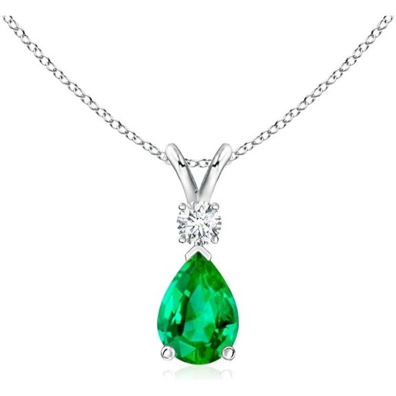 Angara Emerald Pendant with Diamond in 14K Gold