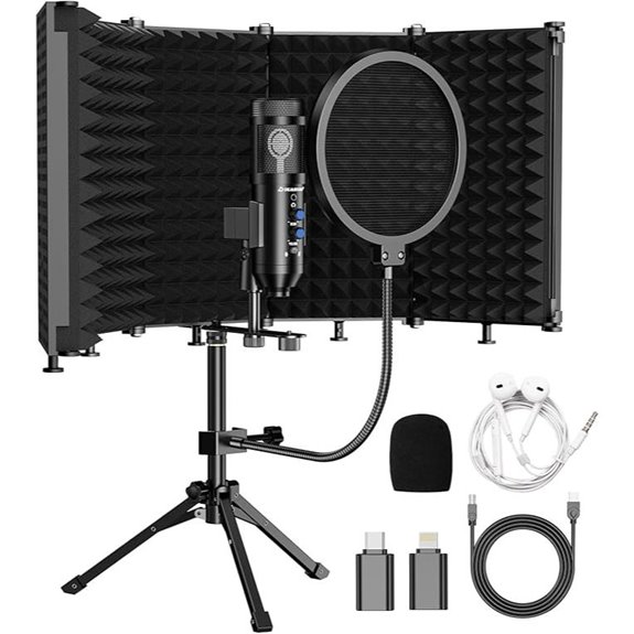Upgraded Studio Microphone with Isolation Shield and Pop Filter
