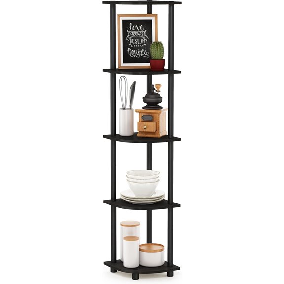 Furinno Corner Shelf 5-Tier Open Storage Espresso