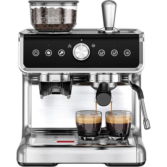 EUHOMY Espresso Machine with Grinder and Milk Frother