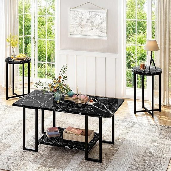 Lamerge 3-Piece Faux Marble Living Room Set