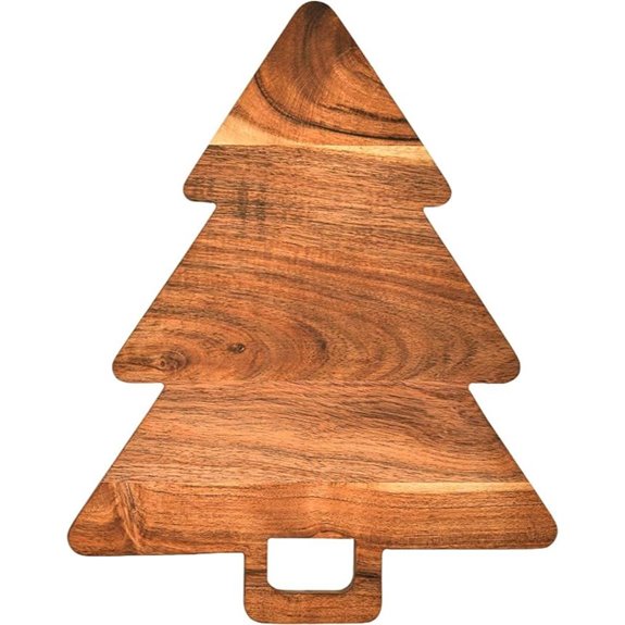 Christmas Tree Wooden Serving Tray with Handle