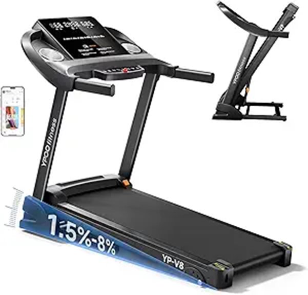 Home Incline Foldable Treadmill with Bluetooth & Quiet Operation