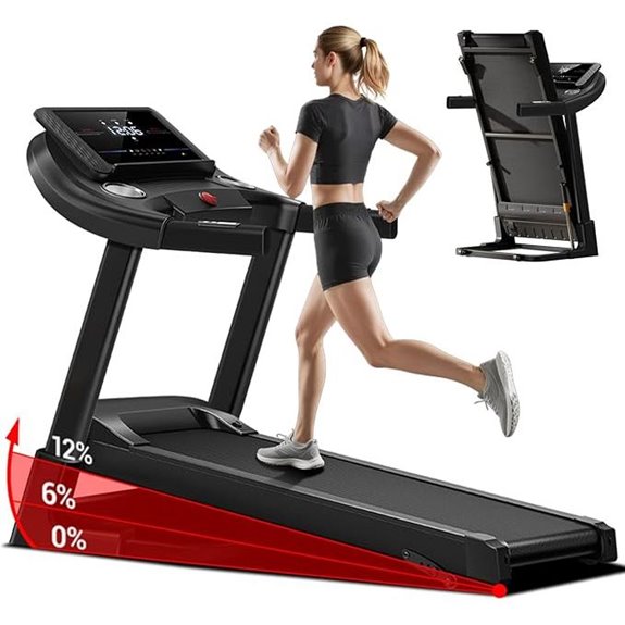 UMAY Folding Incline Treadmill with Pulse Sensors