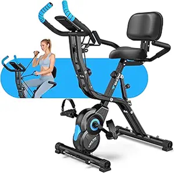 Foldable Indoor Exercise Bike with Resistance Bands