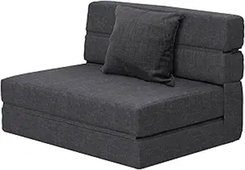 ANONER Foldable Sofa Bed with Memory Foam and Pillow