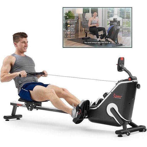 Sunny Health Flip & Foldable Rowing Machine with App