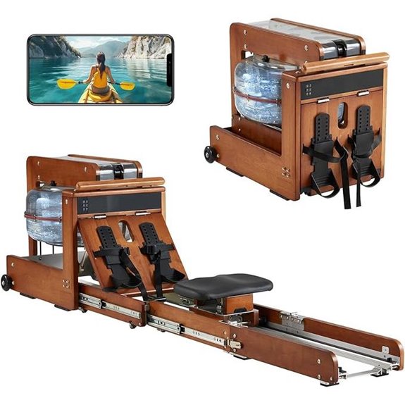 Water Rowing Machine with Touchscreen and Foldable Design