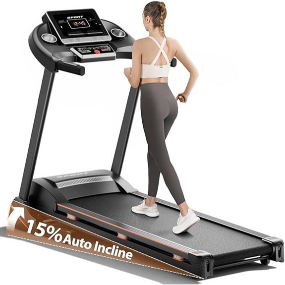 Foldable Treadmill with 15% Incline and Bluetooth