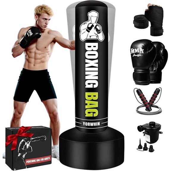 Freestanding Heavy Punching Bag with Gloves and Accessories