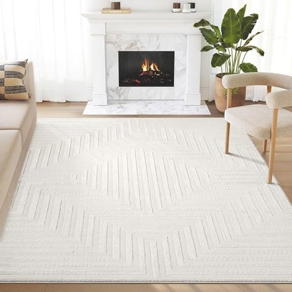 Abani Neutral Cream 4x6 Area Rug with Geometric Design