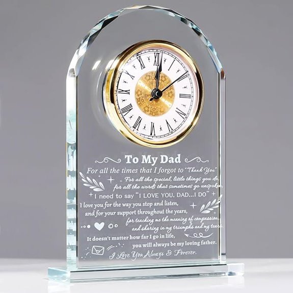 YWHL Glass Clock Gift for Dad on Father's Day