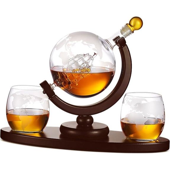 Whiskey Decanter Globe Set with 2 Glasses for Men