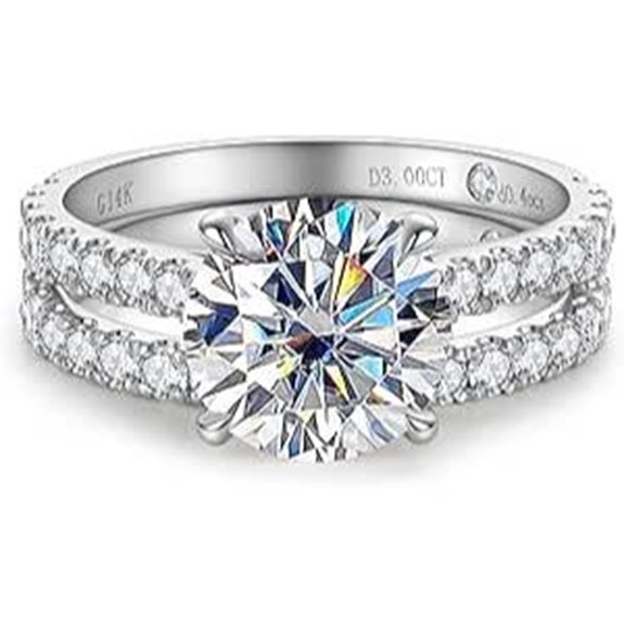 14K Gold Moissanite Bridal Ring Set with Center Stone