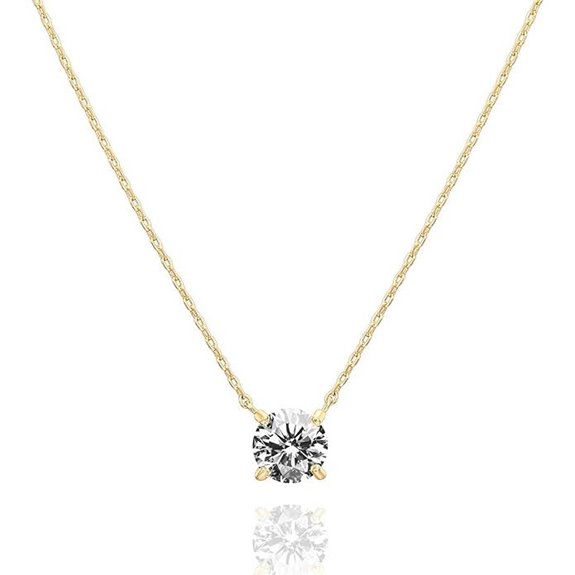 PAVOI Gold Plated Crystal Solitaire Dainty Necklace