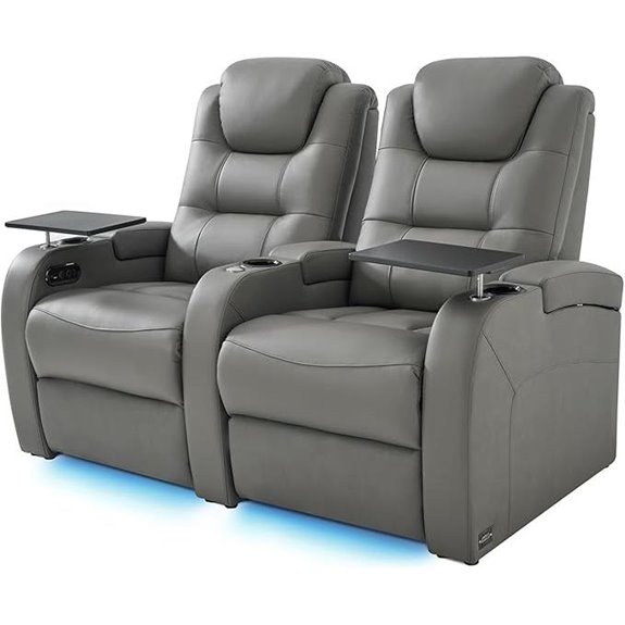 Home Theater Recliner Sofa Set with USB Charging (Gray)