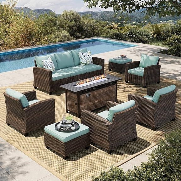 HERA'S HOUSE Patio Wicker Furniture with Fire Pit
