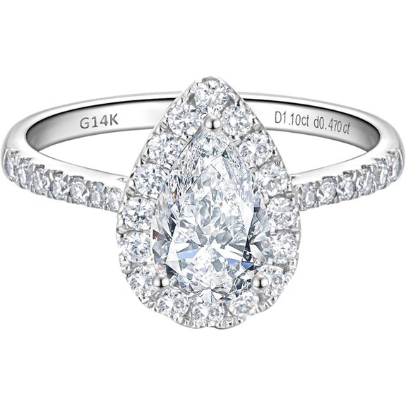 Halo Lab Grown Diamond Engagement Ring in 14k White Gold