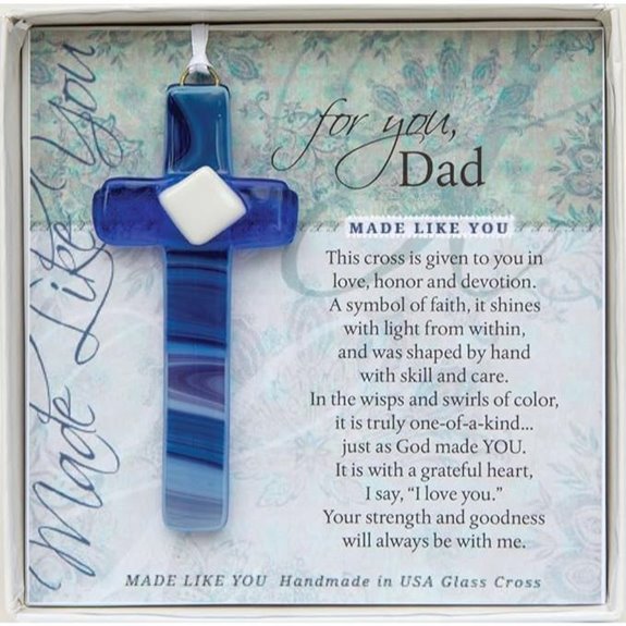 Sentimental Handmade Glass Cross Gift for Dad