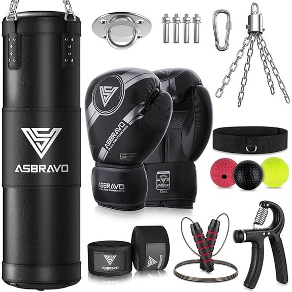 Heavy Boxing Punching Bag Set with Gloves for Home Gym