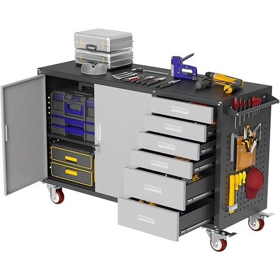55 Heavy Duty Rolling Workbench with Drawers and Storage
