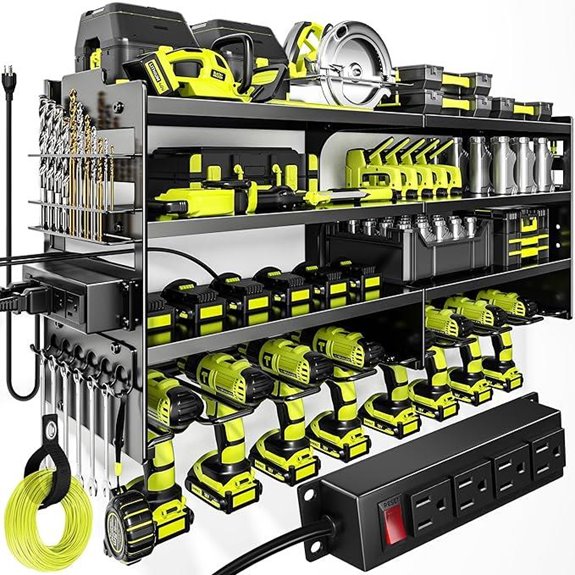 Heavy Duty Wall Mount Power Tool Organizer with Charging