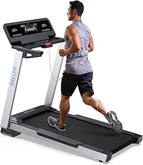 WELLFIT Home Treadmill with Incline Bluetooth LED