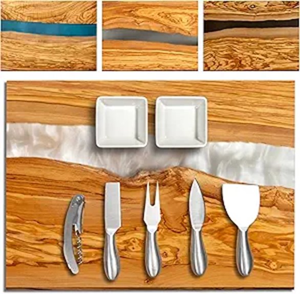 Italian Olive Wood Cheese & Charcuterie Board Set