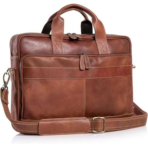 KomalC 16 Inch Leather Laptop Messenger Bag