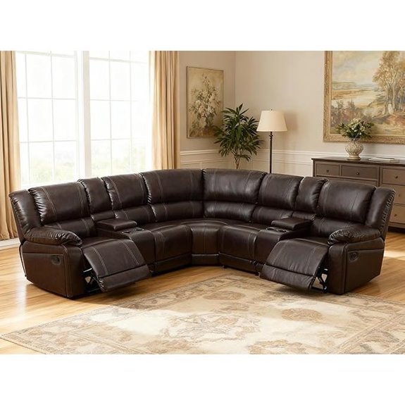 L-Shaped Leather Reclining Sofa with Storage