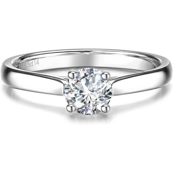 AGVANA Lab-Grown Diamond Solitaire Sterling Silver Ring