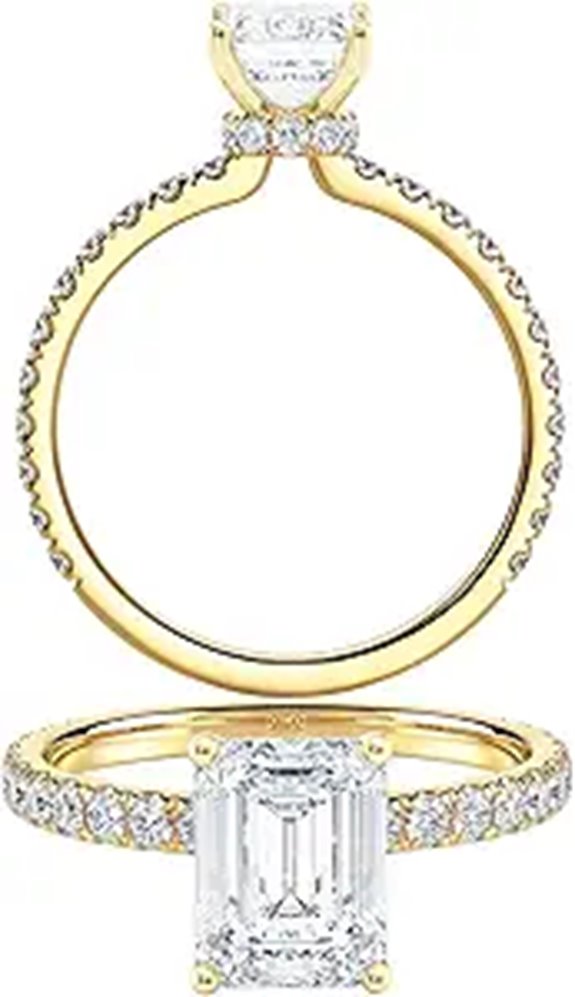 Lab Grown Emerald Cut Diamond Engagement Ring in Gold