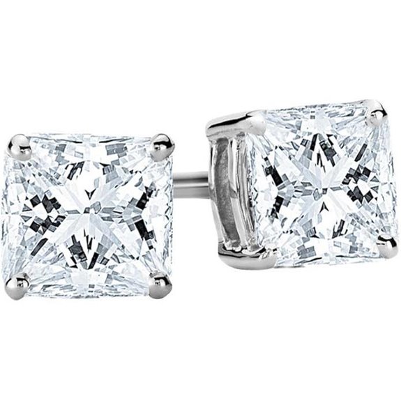 Houston Diamond District Lab-Grown Princess Cut Stud Earrings