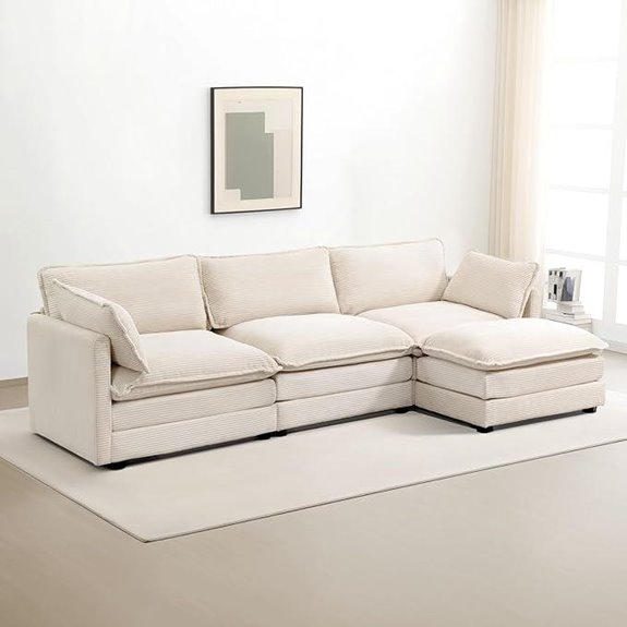 ROWHY 112 Inch Modular Sectional Sofa with Ottoman