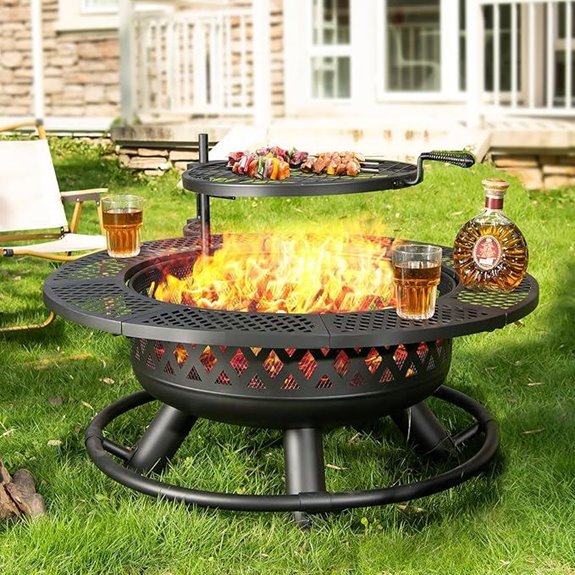 36-Inch Fire Pit with Grill and Accessories