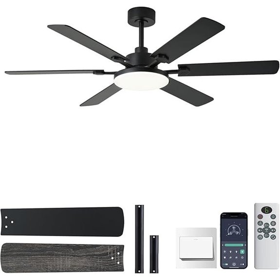 56-Inch Black Ceiling Fan with Lights and Remote