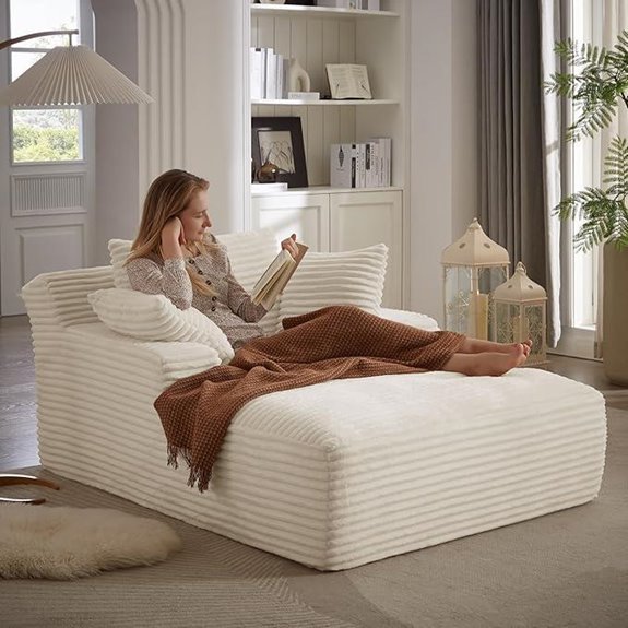 67-Inch Oversized Corduroy Chaise Lounge Bed