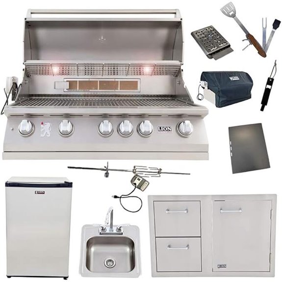 Lion 40-Inch Gas Grill with Refrigerator and Accessories
