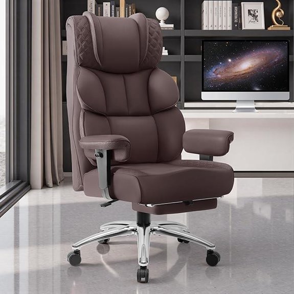 Big & Tall Leather Office Gaming Chair with Footrest