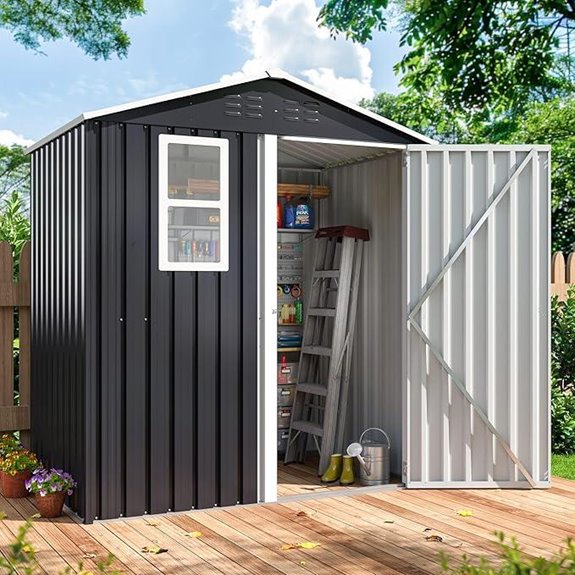 6x4 ft Metal Outdoor Storage Shed with Lockable Doors