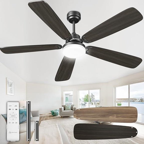 Modern 52-Inch Ceiling Fan with Lights and Remote