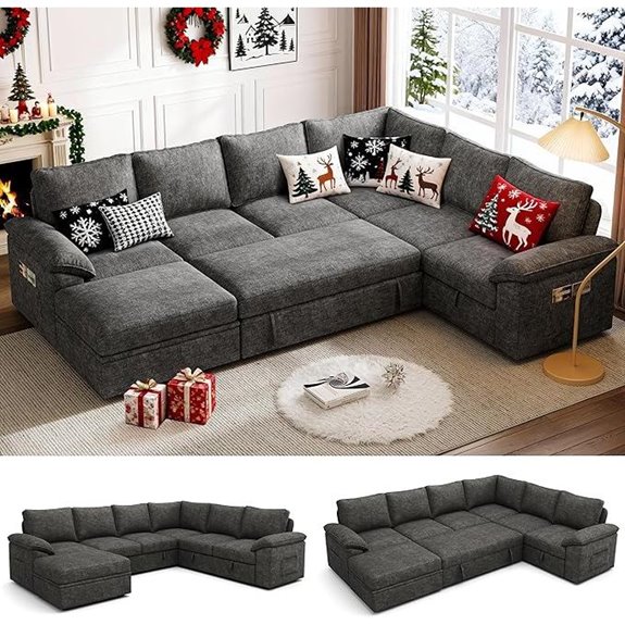 108-Inch U-Shaped Sleeper Sectional Sofa with Storage