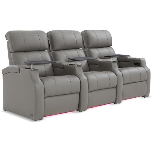 Weilianda Leather Sectional Recliner with Lighting and USB