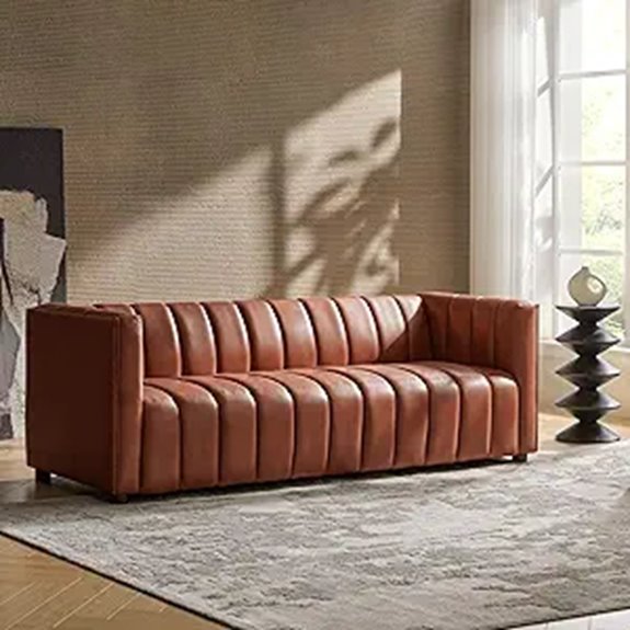 HULALA HOME 83 Leather Sofa with Tufted Design
