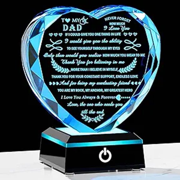 YWHL LED Heart Crystal Keepsake for Dad