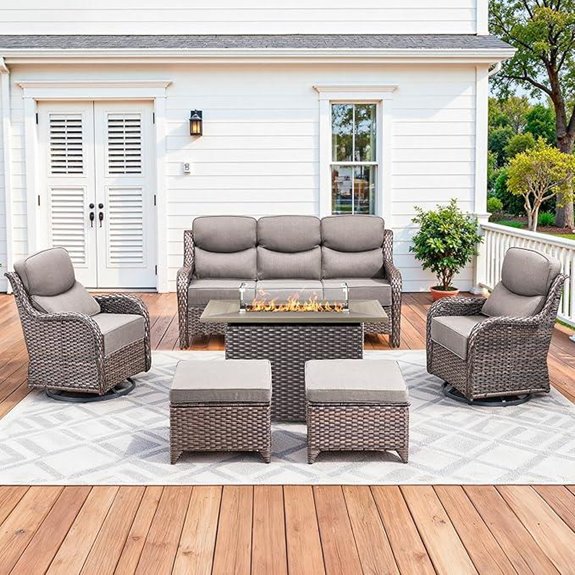 Luxury Patio Furniture Set with Fire Pit Table