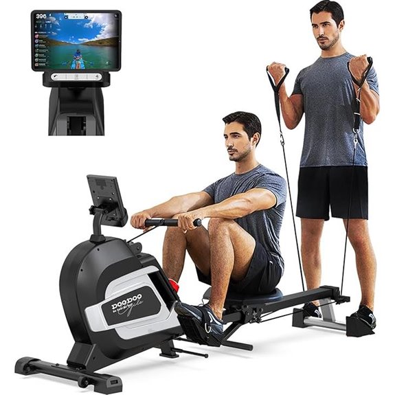 Pooboo Magnetic Folding Rowing Machine with Seat