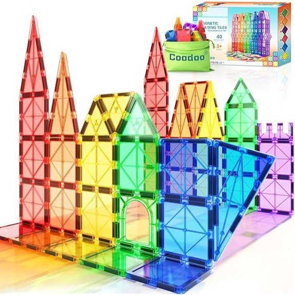 Coodoo Magnetic Tiles STEM Building Blocks (40PCS)