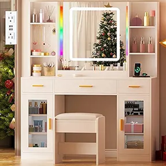ANWBROAD Makeup Vanity Desk with Mirror and Storage